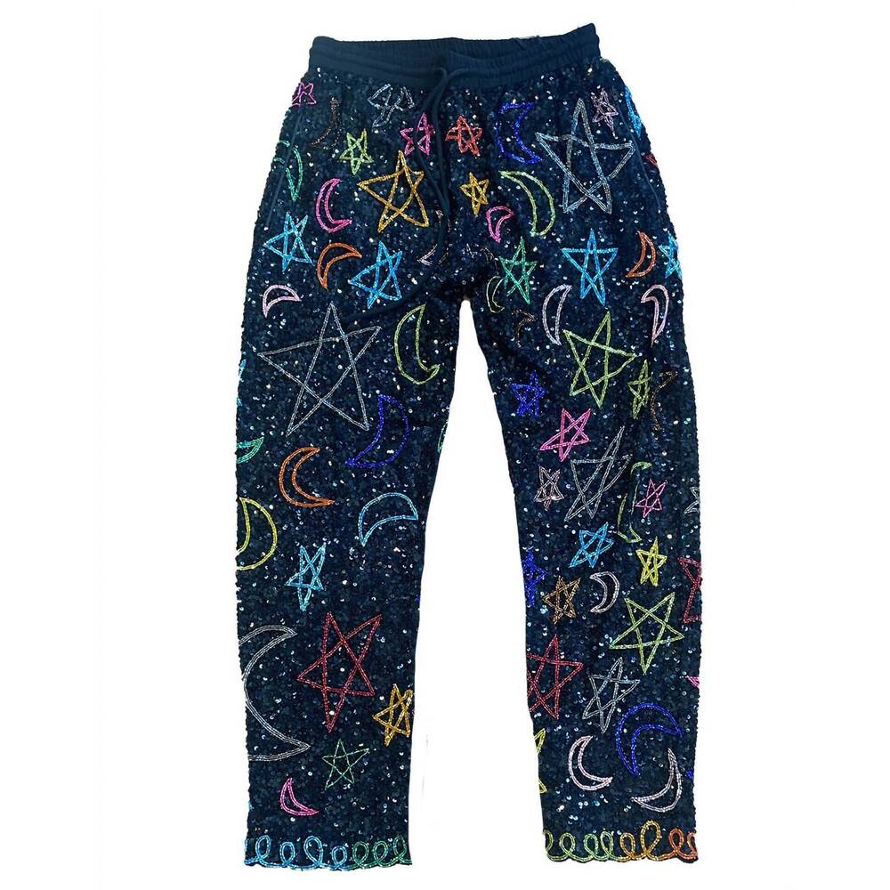 NEW ASHISH women's sparkling sequins magic trouser in black